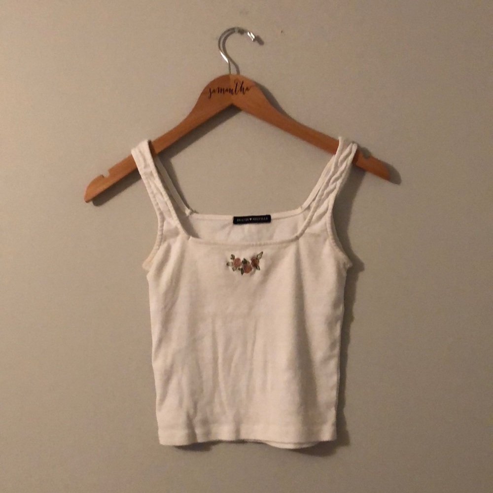 Brandi Melville Embroidered Flower Crop